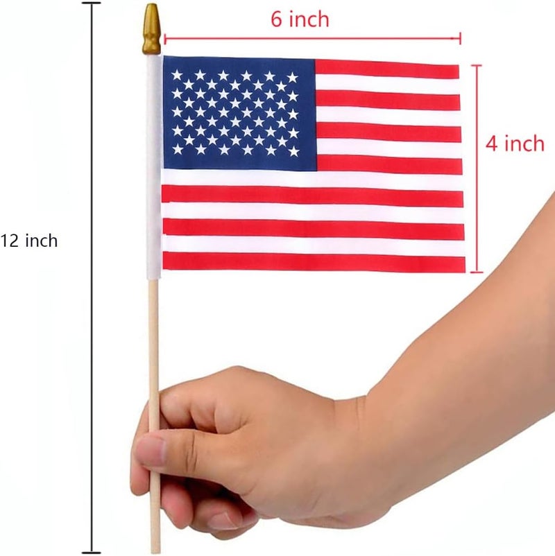 Uelfbaby 6 Pcs 4x6 Inch Small American Flags on Stick, Mini Handheld US Flags with Kid-Safe Spear Top,Yard Garden Flags For Outside, Memorial Day,Independence day Decor,Patriotic Decorations - Image 3